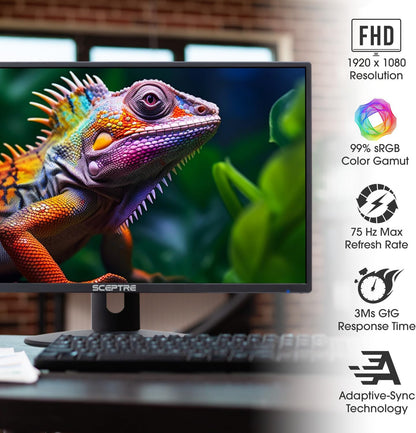 24-Inch Prime Monitor Thin 1080P LED Monitor 99% Srgb 2X HDMI VGA Build-In Speakers, Machine Black (E248W-19203R 2025 Series)