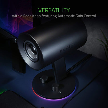 Razer Nommo Chroma: Custom Woven 3" Glass Fiber Drivers - Rear-Facing Bass Ports - Bass Knob W/Automatic Gain Control Chroma Enabled - Full Range 2.0 PC Gaming Speakers, Black