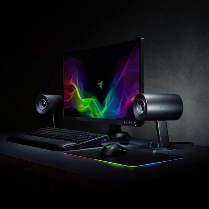 Razer Nommo Chroma: Custom Woven 3" Glass Fiber Drivers - Rear-Facing Bass Ports - Bass Knob W/Automatic Gain Control Chroma Enabled - Full Range 2.0 PC Gaming Speakers, Black