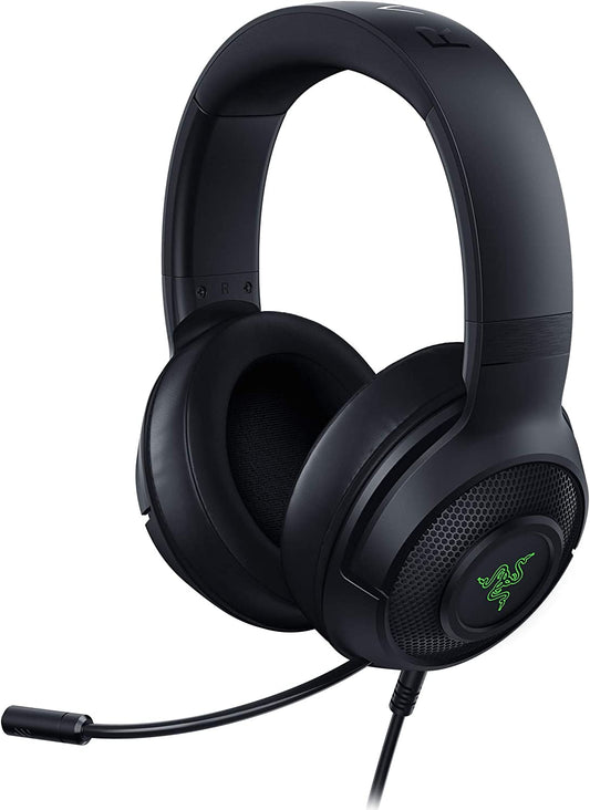 Razer Kraken X USB Ultralight Gaming Headset: 7.1 Surround Sound - Lightweight Frame - Green Logo Lighting - Integrated Audio Controls - Bendable Cardioid Microphone - for PC - Classic Black